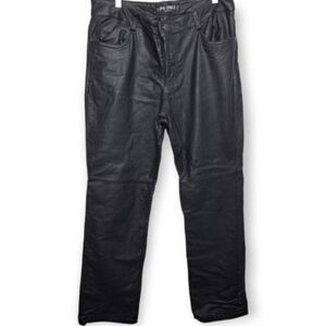 Periscope PS-3983 100% Leather Straight Leg Pants Black Grunge Bikercore Size 11